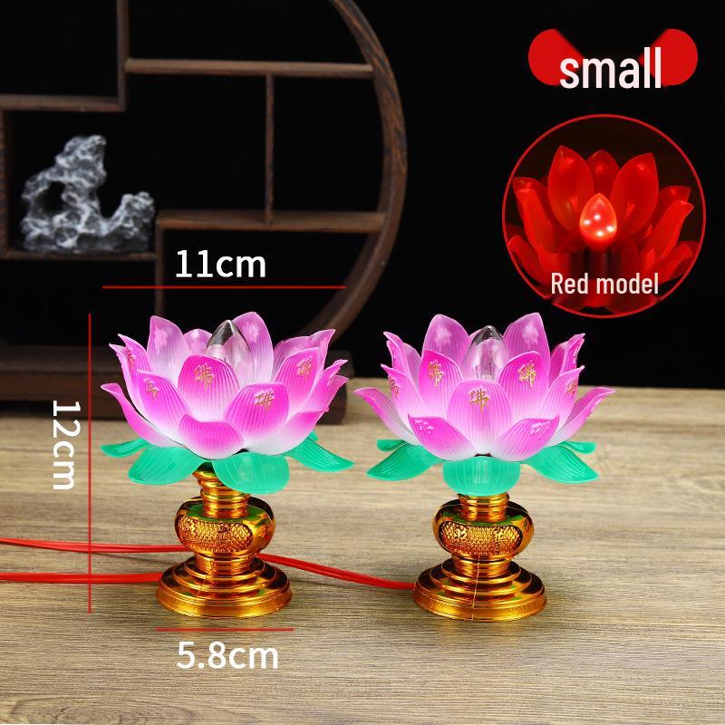 Seven-Color Plug-In Lotus Buddha Altar Offering Lamp with Eternal Light
