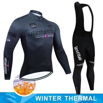 Ensembles Maillot de Cyclisme Thermique Hiver Homme Manches Longues Vêtements de Cyclisme Vêtements de Vélo Tour De Italie 2025 Combinaison de Cyclisme