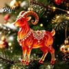 Decorative Hanging Ornaments for Tree 2PCS Christmas Goat Ornaments 2D Acrylic Festive Party Supplies Pendants Lightweight Holiday Home Decor