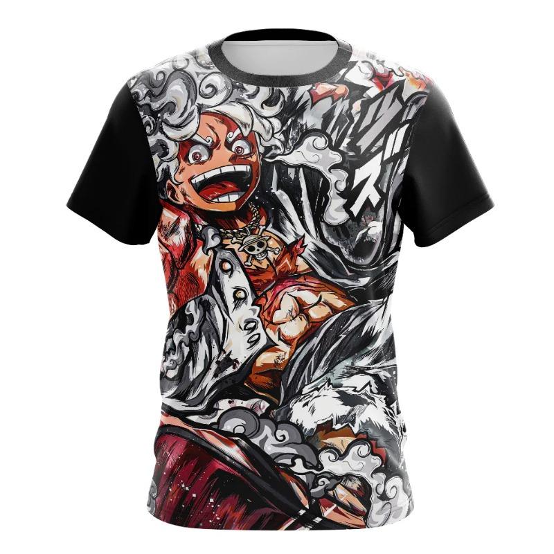 

Summer 2026 One Piece Luffy Five-tier Nika Sun God Comic-style Trendy 3D Printed Breathable T-shirt for Adults and Children XXS
