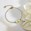 18K Gold Plated Cartoon Cat Double Bracelet - Stainless Steel, Colorfast, Versatile Jewelry for Students & Best Friends