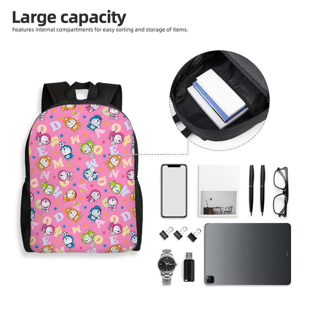 3D Printing D-Doraemones Backpacks for Girls Boys Cartoon School College Travel Bags Men Women Bookbag Fits 15 Inch Laptop