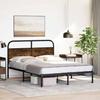 Bed Frame Without Mattress 120 X 190 Cm Smoked Oak Wood Based Material