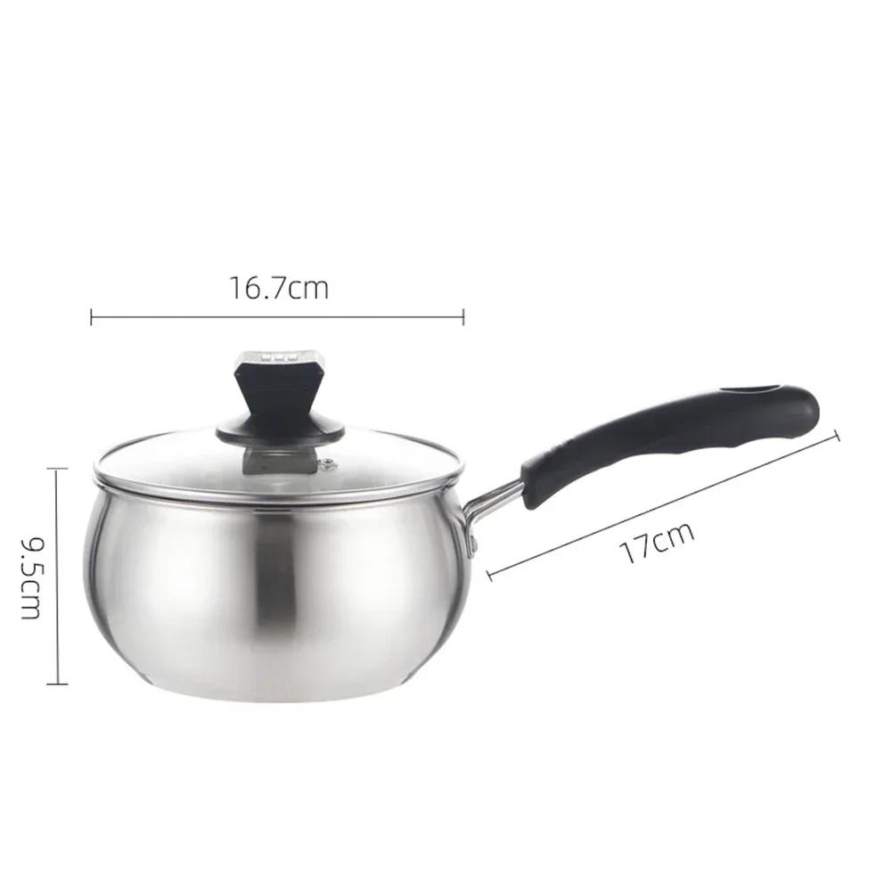 1pc Soup Pot Stainless Steel Milk Pot 18cm Soup Pots With Glass Lid For Kitchen Boil Soup Cookking With Hanging Holes