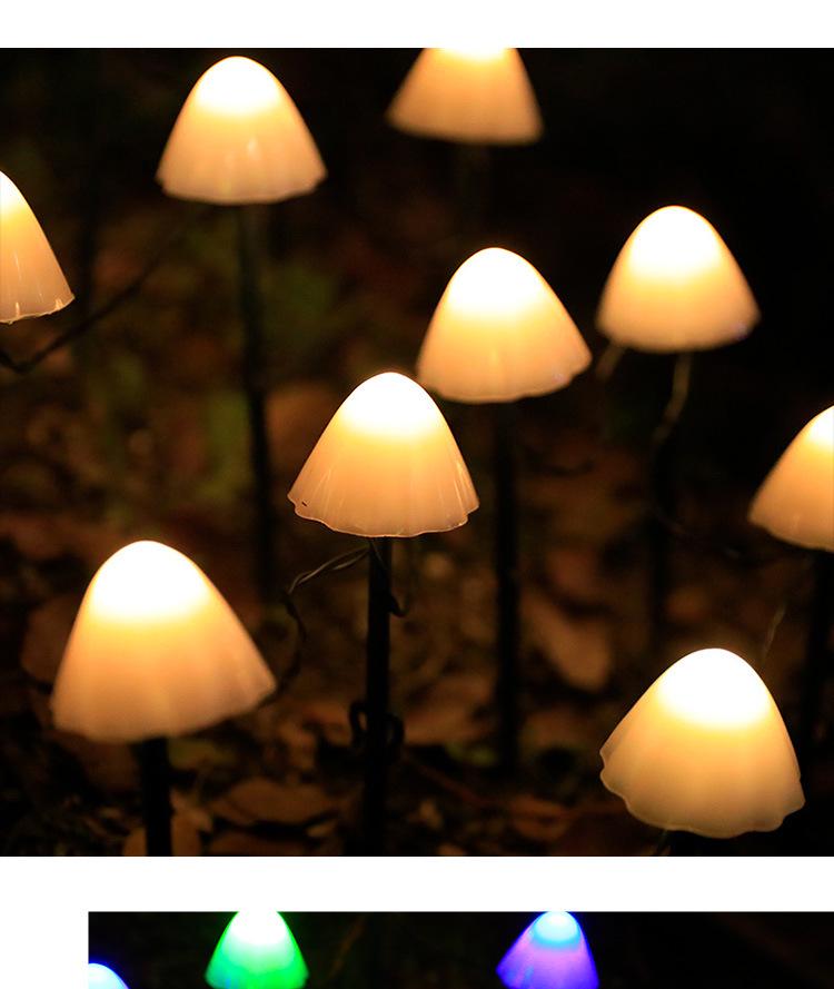 Solar LED Mushroom Garden Lights - Outdoor Lawn and Courtyard Decoration with Flashing Color Strings