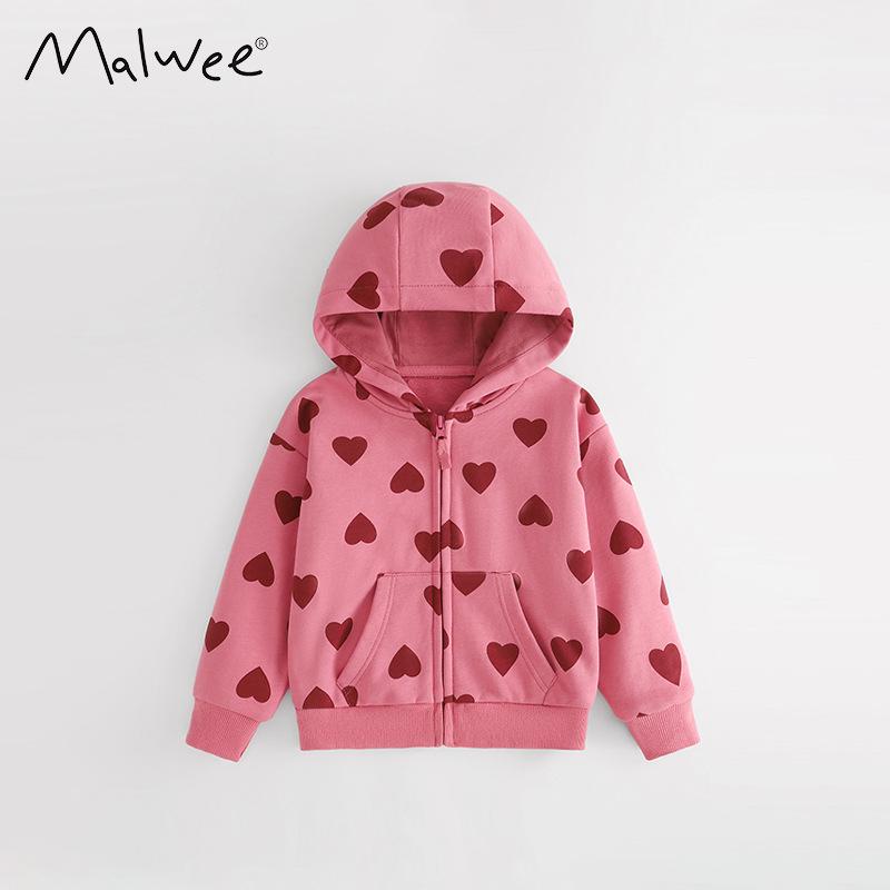 

Malwee Kids Autumn/Winter Hoodie Jacket - European & American Style, Toddler Girls Zip-Up Hooded Top 100cm
