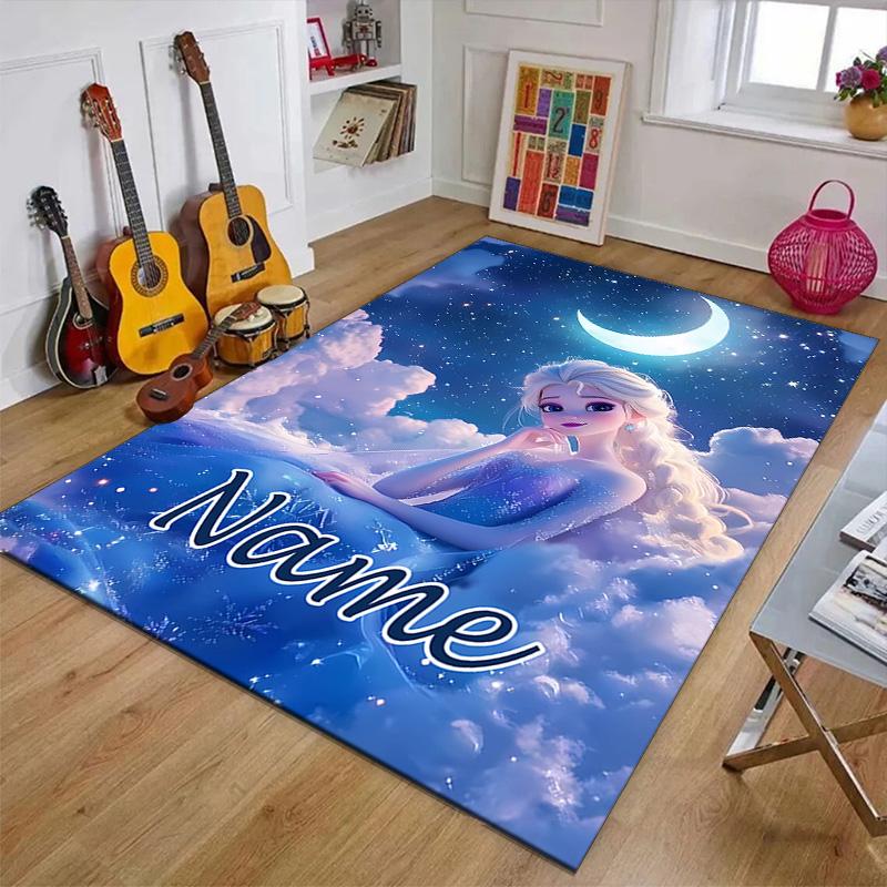 Custom Frozen Mat Personalized Name, Polyester Washable Indoor Entryway Rug, Gift for Christmas, Easter, Thanksgiving Day
