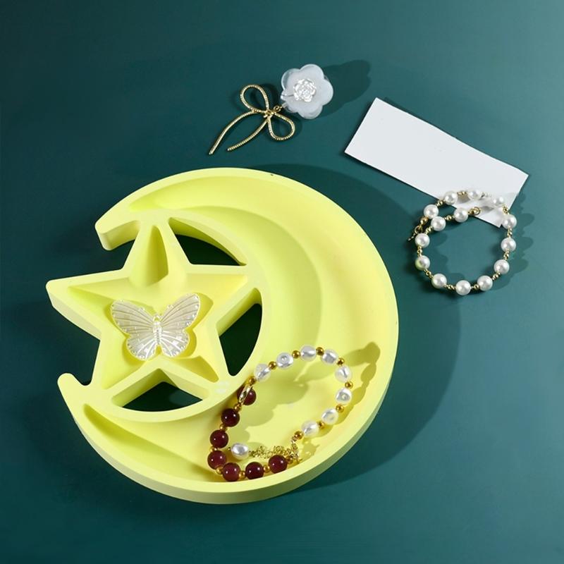 Sturdy Star and Moon Silicone Mold Round Tray Home Accessory for Crafting Supplies and Creative Storage Solution