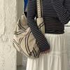Linen Large Capacity Canvas Tote - Natural Woven Cloth Bag with Totem Design