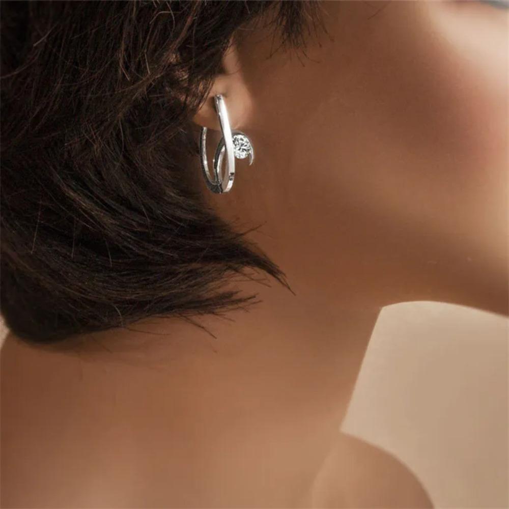 Modne geometryczne kolczyki w złotym kolorze dla kobiet biała cyrkonia Wedding Party Brides klipsy do uszu biżuteria walentynki