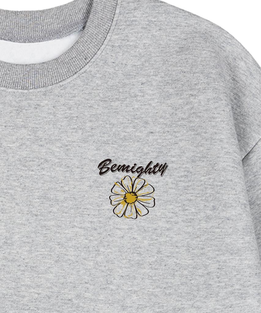 BEMIGHTY Stitch Flower Brushed Oversized Sweatshirt [Melan Grey]