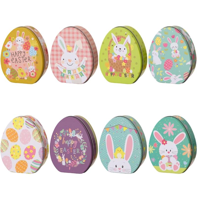 Iron Box Easter Candy Box Tinplated Eggshells Pattern Container for Party Organizing and Displaying