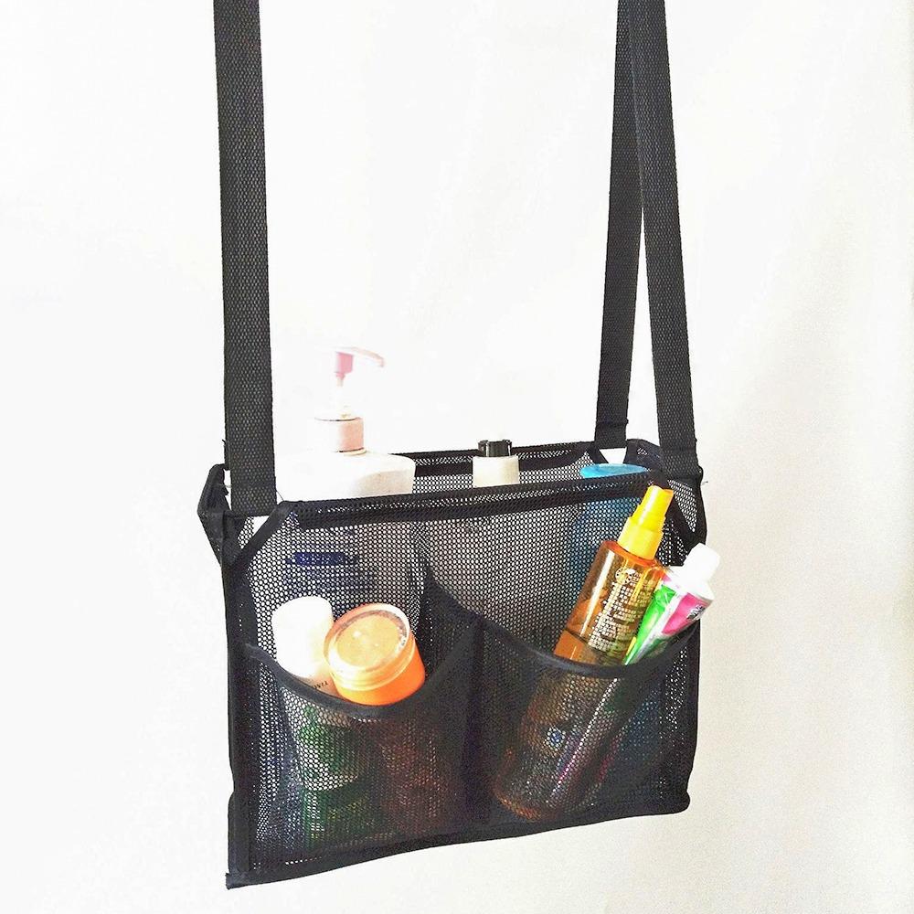 With 2 Hooks Hanging Mesh Bag Practical Bath Storage Bag Durable Shower Organizer  Bathroom