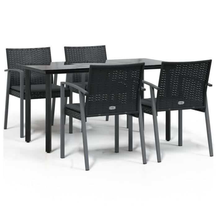 VidaXL Garden Dining Set 5 Pcs Cushions Woven Resin Steel 3186991
