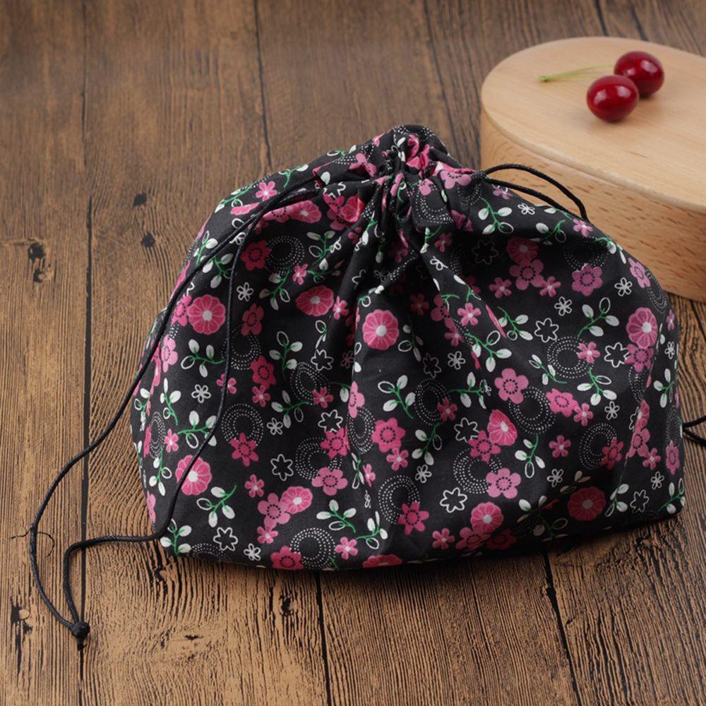 Unisex Picnic Bags Cotton linen Geometric Food Hand Bags Drawstring Lunch Bag Lunch Tote Pouch Japanese Style Lunch Box