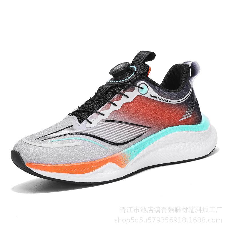 

Winter couple s rotating button running shoes lightweight soft sole shock absorption rebound sports shoes trendy versatile casual shoes 44 оранжевый