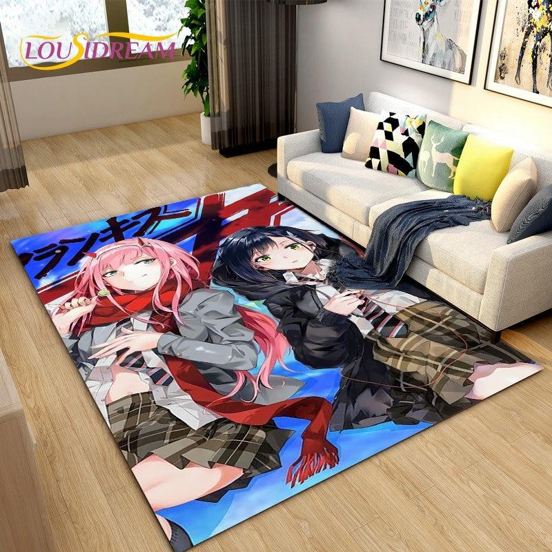 Zero Two DARLING In The FRANXX Anime Area Rug,Carpet Rug for Living Room Bedroom Sofa Doormat Decoration, Kid Non-slip Floor Mat