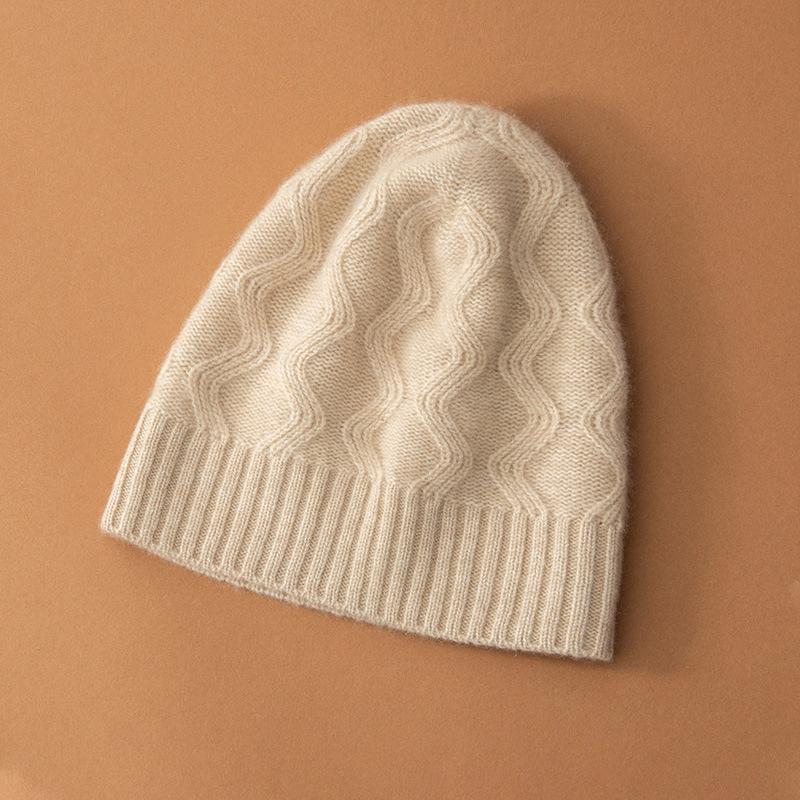 

Женская однотонная кашемировая шапка на осень/зиму, теплая вязаная шерстяная шапка с защитой ушей, стильная и простая, стройнящий дизайн Adjustable