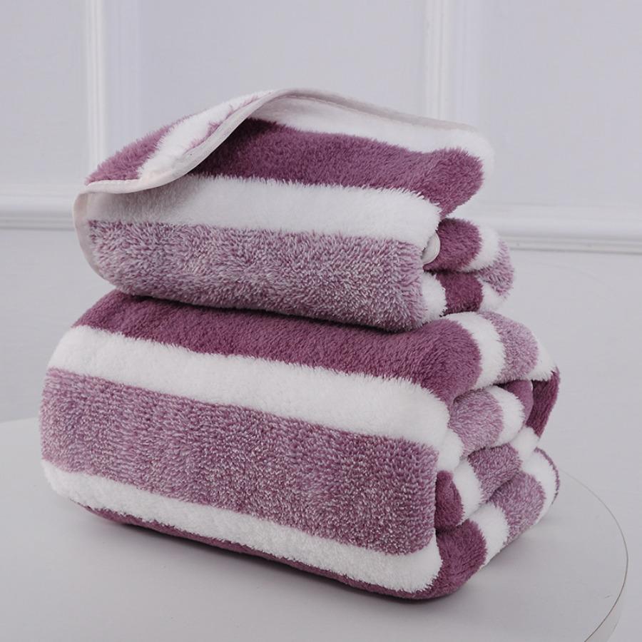 Striped Pattern Towel Set Soft Face Towel Bath Towel Quick Drying Absorbent Towels For Bathroom