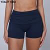 Vitality Girls Flip Waist Folding Yoga Shorts Slim Fitted Waist Exercise Shorts Female Training Quick-Drying Breathable
