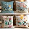 Popular Country Flower Bicycle Cushion Cover Soft Washable Pillow Case Multi-Scene for Couch Bed Travel Office Use
