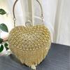 European & American Fashion Rhinestone Heart Handbag - Women's Tassel Evening Bag