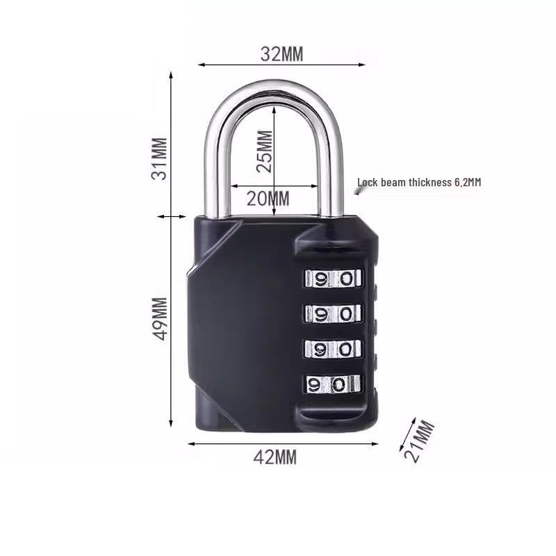 Cross-Border 4-Digit Combination Padlock: Anti-Theft Metal Lock for Gym Lockers & Suitcases