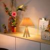 ZK50 LED E27  Light Source Not Included  Bedroom Solid Wood Bedside Table Lamp Retro Pleated Decorative Room Lighting Table Lamp