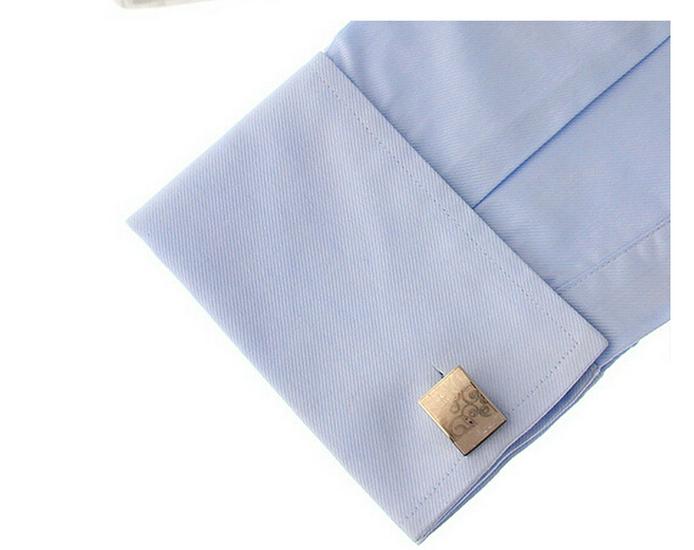 Electroplated Laser Pattern French Cufflinks: High-Quality Retro Engraved Fashion Studs