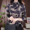Korean Style Velvet Print Long Sleeve Tummy-Concealing Sweater - Fashionable, Age-Reducing, and Warm Mother's Outfit
