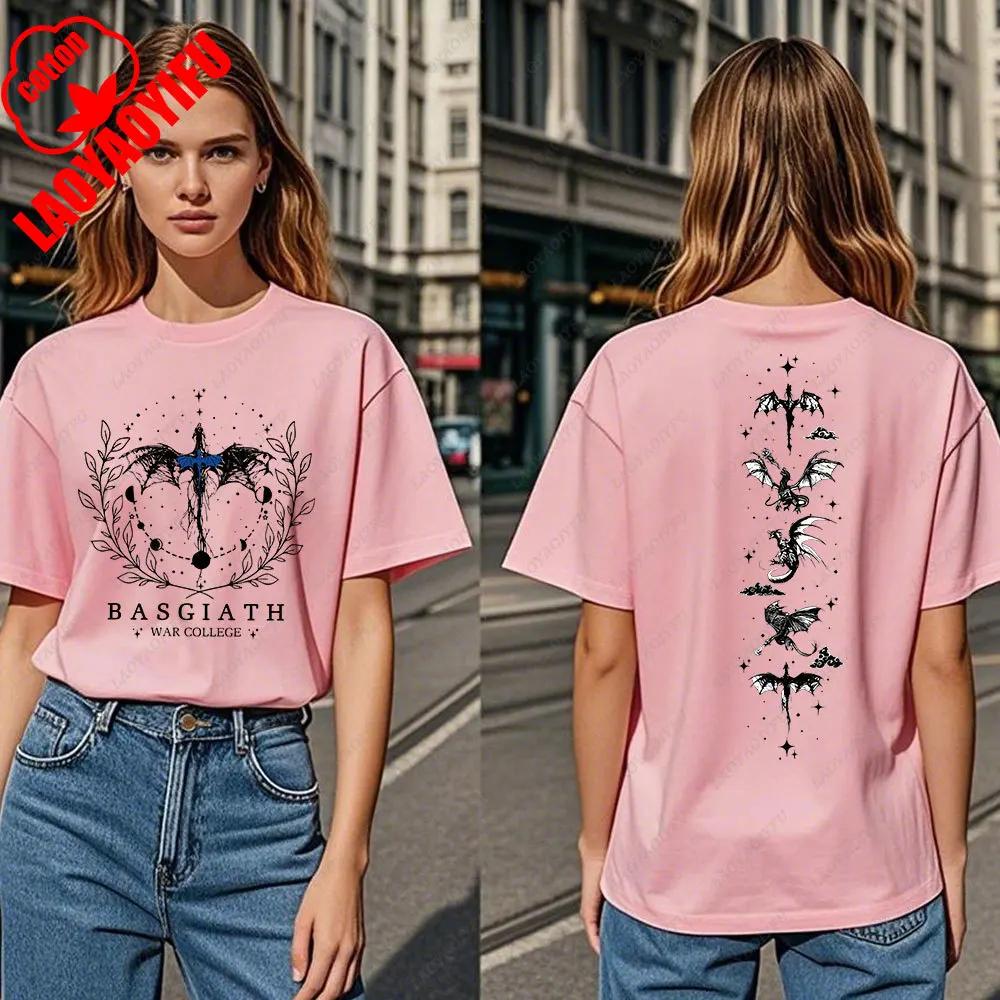 Fourth Wing DoubleSided TShirt Basgiath War College TShirt Women Tshirts High Quality Cotton Short Sleeve Graphic Vintage Tee