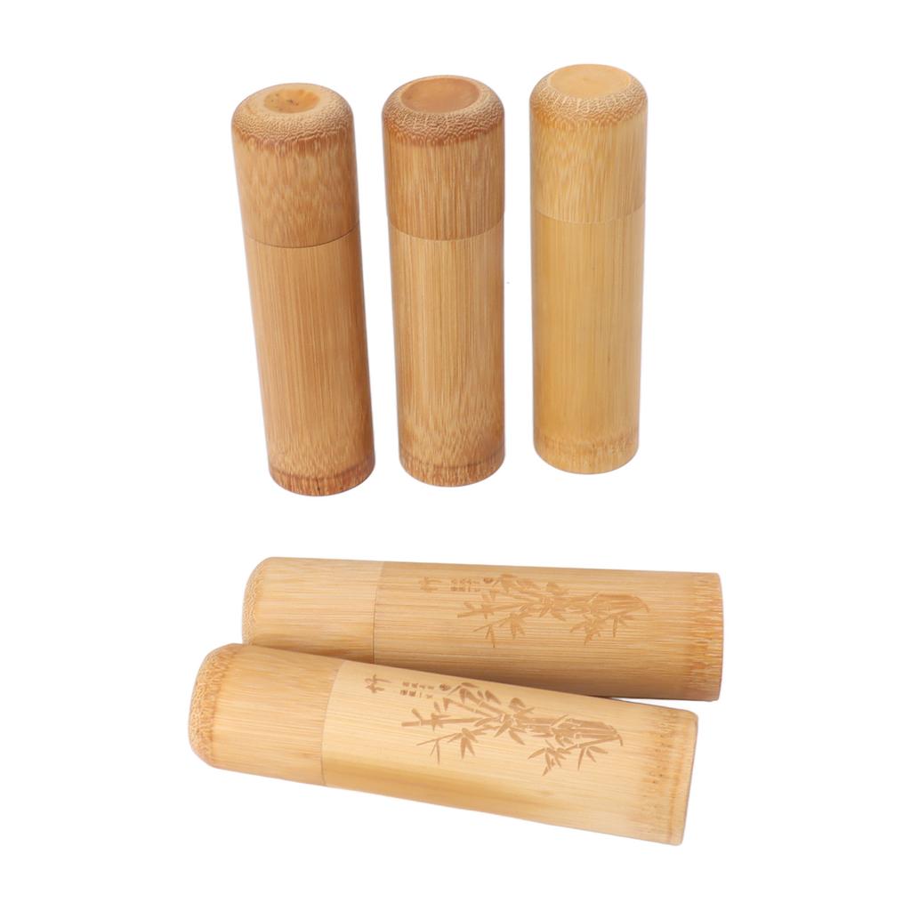 5pcs 12cm Length Travel Bamboo Tea Canister Tea Storage Container Jar for Coffee Beans Nuts 2pcs Bamboo Type 3pcs Blank