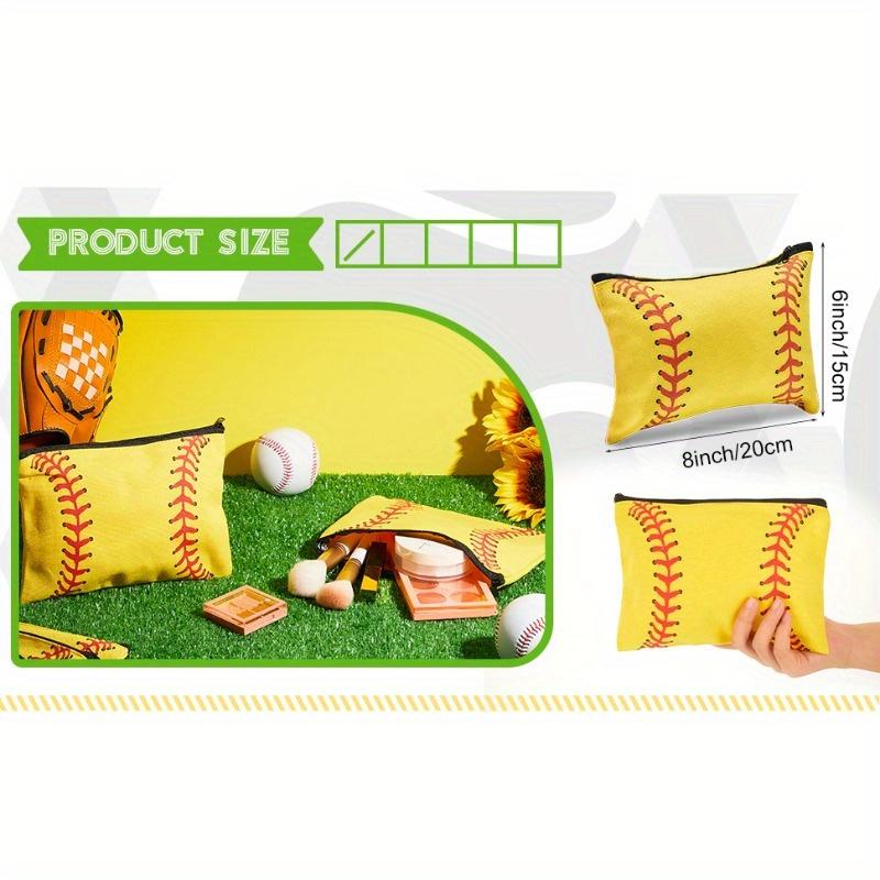 1pc Softball Makeup Bag Sport Cosmetic Bags Canvas Softball Pouch Bags Portable Makeup Pouch Bag Travel Makeup Organizer