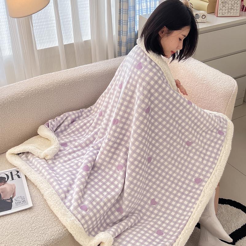 Pink Plaid Thick Blanket Girls Childrens Room Cute Cartoon Animal Bed Blanket Adults Home Travel Autumn and Winter Warm Blankets