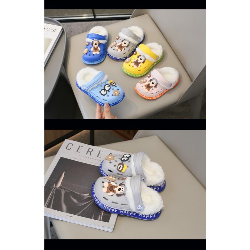 Odnímatelné, Dětské boty s roztomilým zimním teplem a plyšovými, hřejivými bavlněnými botami, bavlněné pantofle