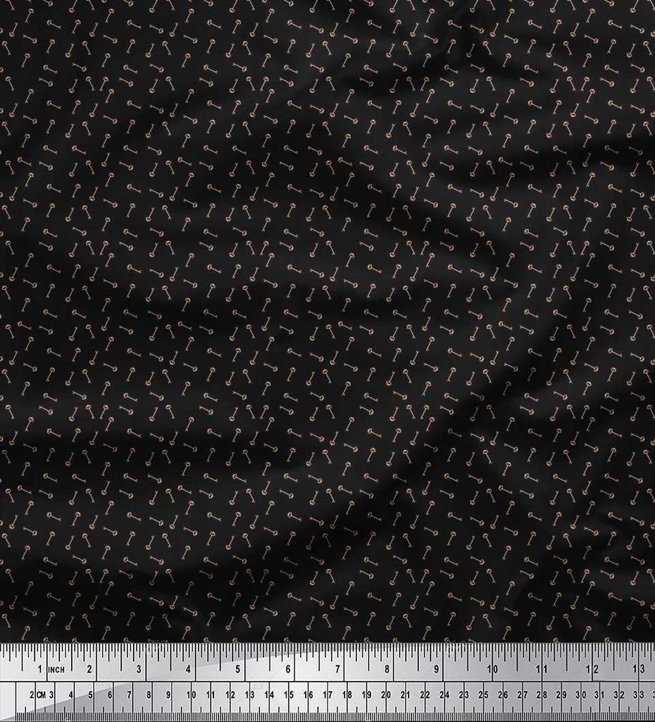 Soimoi Japan Crepe Satin Fabric Key Shirting Fabric Prints By Metre 42 Inch