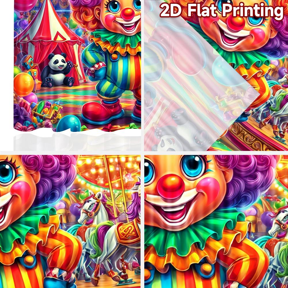 2D Flat Printing 2pcs Window Curtains Clown Circus Carnival Joy Digital Printed Polyester Drapes Festive Curtains for Indoor