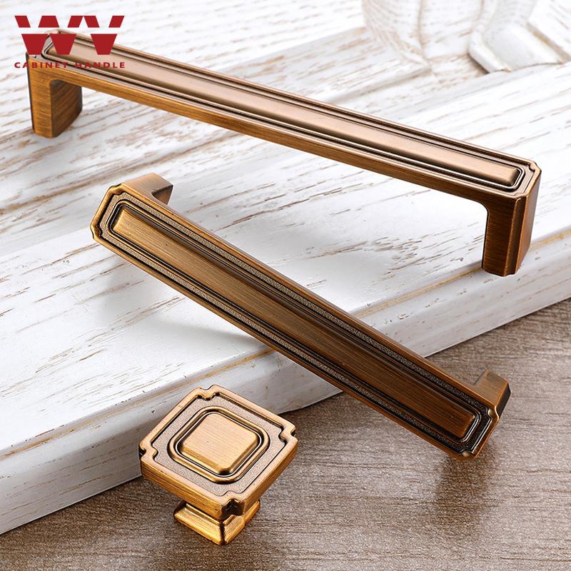 WV Kitchen Cabinet Storage Door Handles Antique Retro Bathroom Drawer Dressers Knobs Cabinet Closet Door Brass Handles Hardware