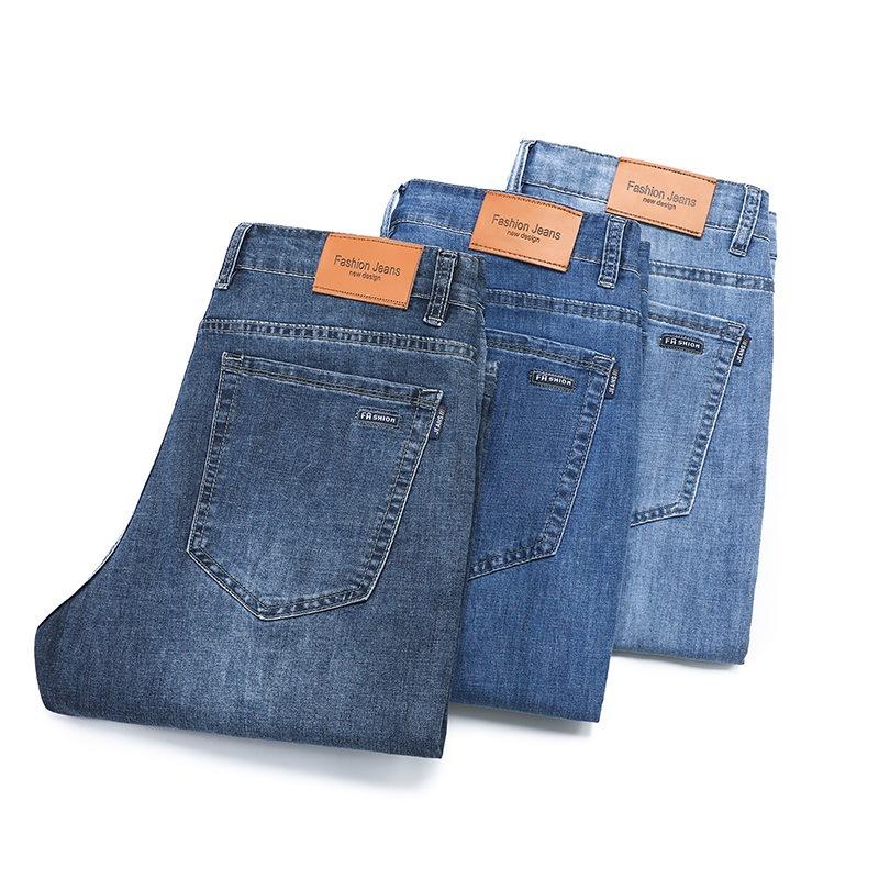 Summer Thin Denim Shorts Men's Straight Loose Mid-pants 7-crop Jeans 7-crop Trousers