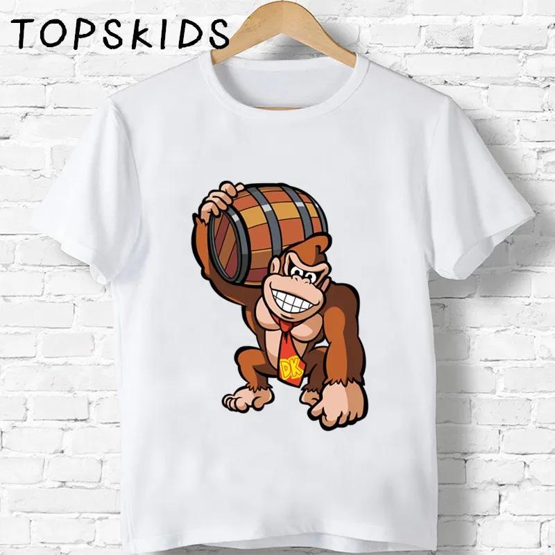 Hot Sale Children Donkey Kong Country Print Cartoon Tshirts Boys Girls Funny Monkey Baby Tops Kids Summer Short Sleeve T shirt