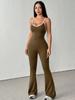 AD042 New Sexy Casual Sport Yoga Backless Solid Color Jumpsuit