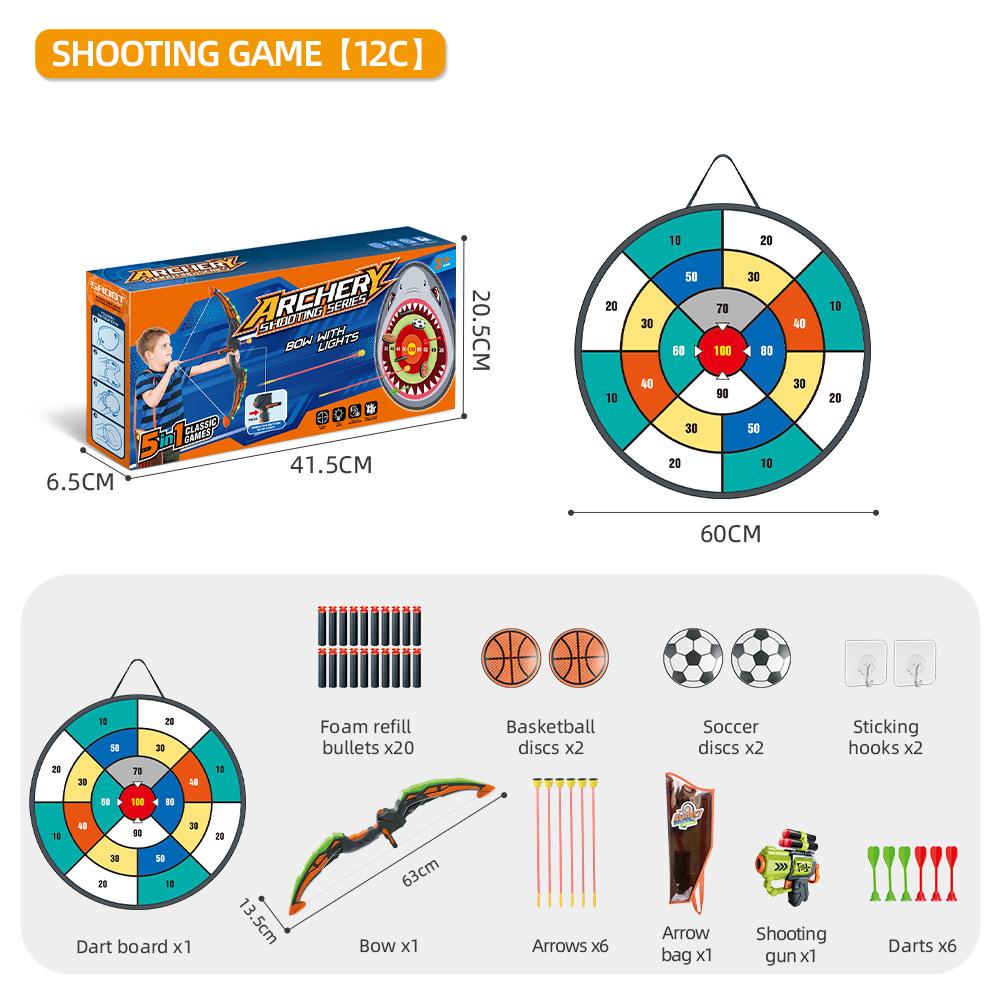 

Пять в одном игрушечном луке для соревнований по стрельбе для детей от 3 до 12 лет, летняя спортивная метательная игрушка на открытом воздухе E1-5 in 1 Set