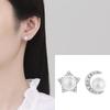 Freshwater Stud Earrings Women'S Light Luxury Stars Moon Asymmetrical Fashion Temperament Design Earrings