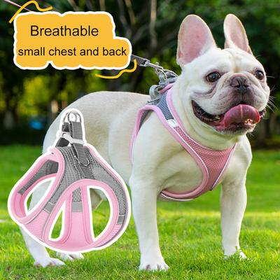 Reflective Pet Harness Vest Breathable Mesh Dog Cat Harness with Adjustable Straps Escape-Proof Side-Clip Cat Vest for Safe Walking
