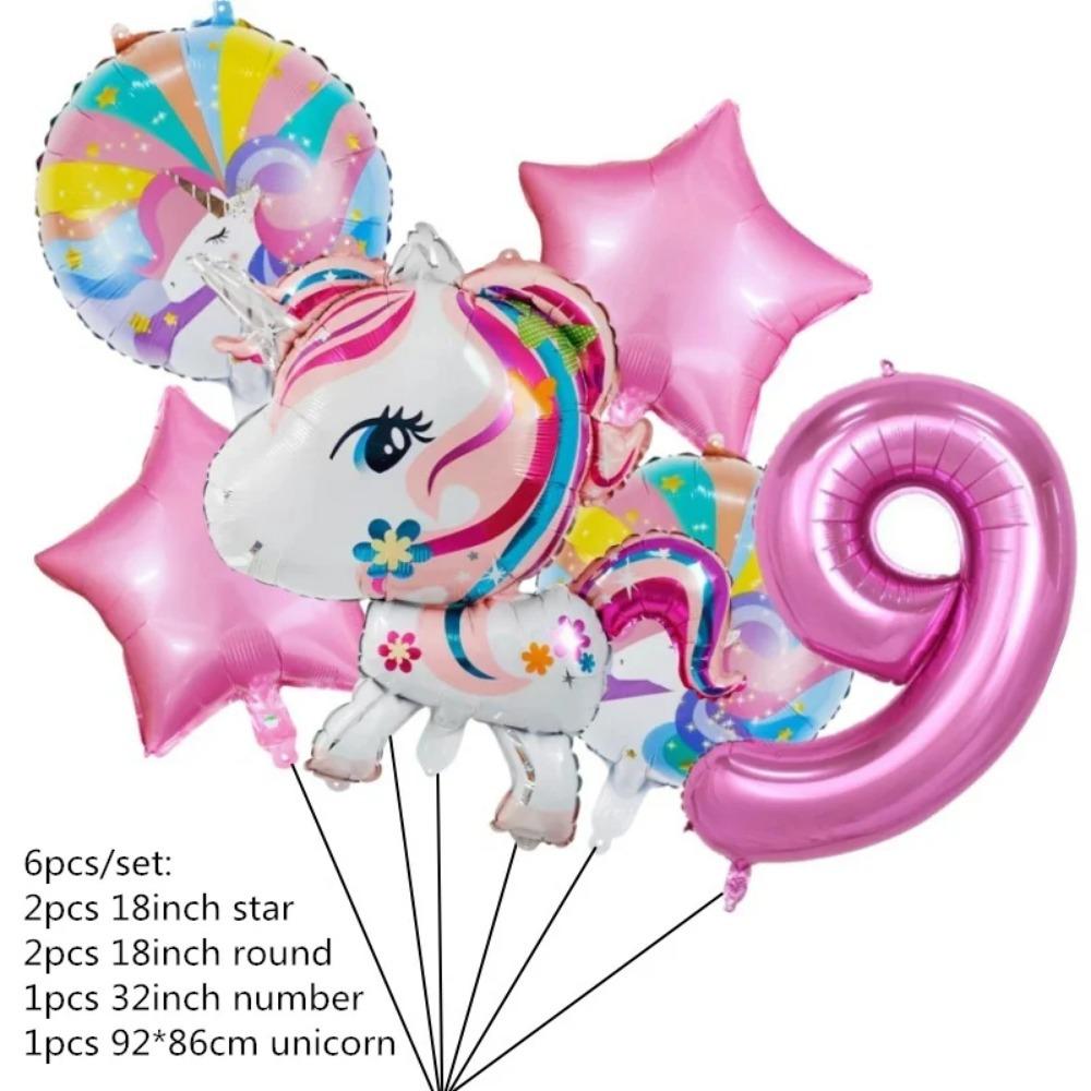 

6 Pieces Rainbow Unicorn Themed Aluminum Foil Balloon Baby Shower Boy Girl Birthday Party Holiday Party Kulomie 9