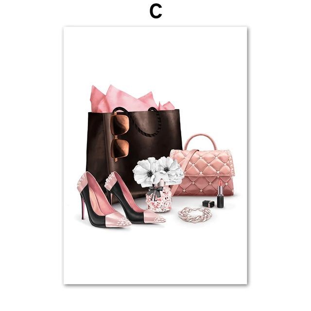 Fashion Girl Paris Perfume Heels Lipstick Makeup Art Canvas Painting Nordic Posters And Prints Wall Pictures Living Room Decor No Frame