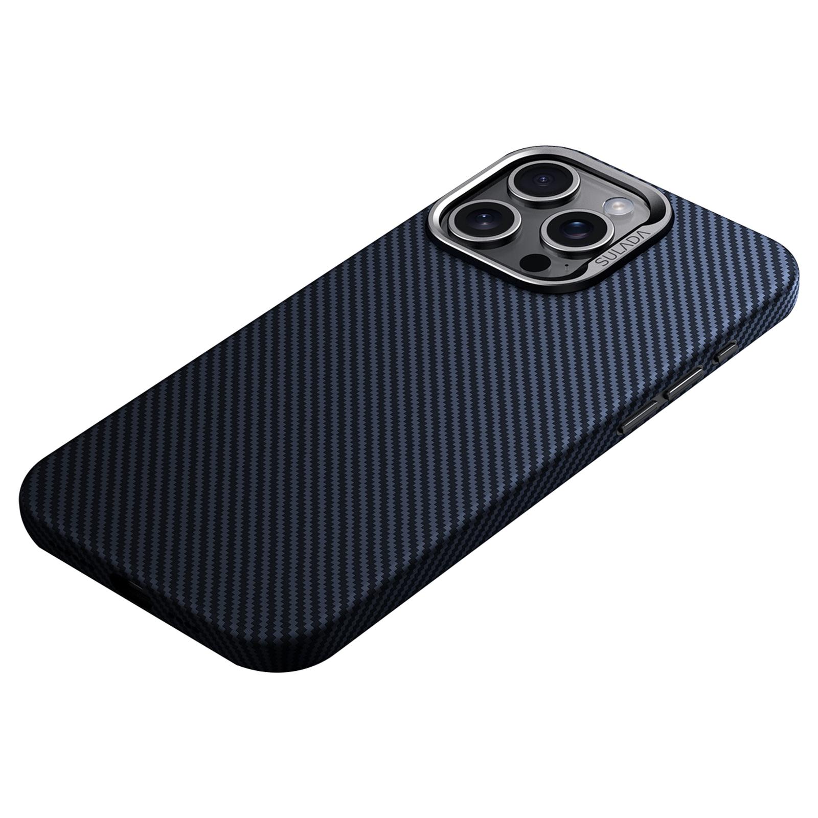 

SULADA Магнитный чехол для iPhone 14 Pro Max Текстура углеродного волокна ПУ+ТПУ Защитный чехол для телефона Blue