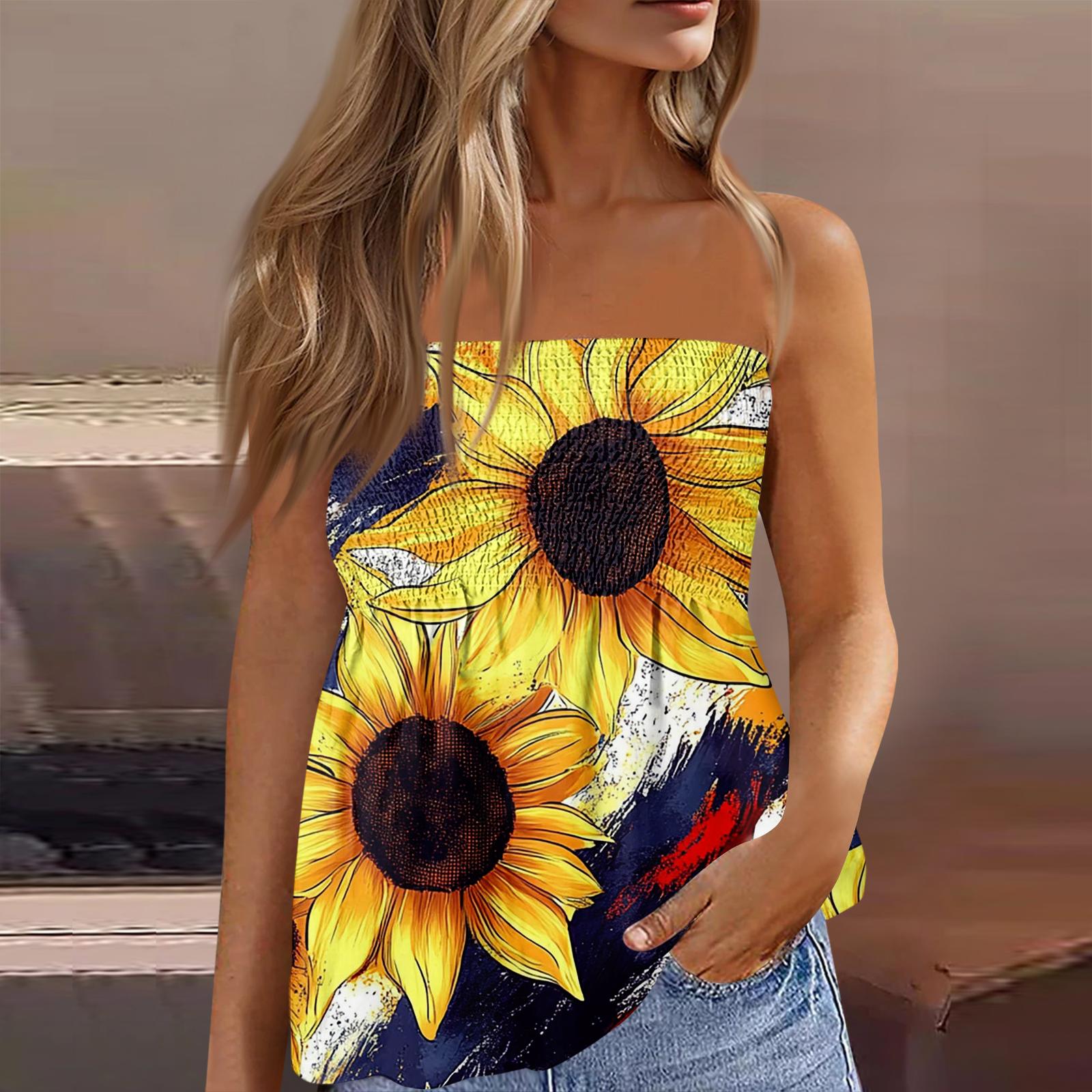 

Топы-трубы для женщин, милая сексуальная футболка без рукавов с открытыми плечами и принтом L синий