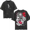 Demon Slayer Sanemi Shinazugawa "Pilastro del Vento" T-shirt Nera Oversize Lavata Vintage | Maglietta Unisex Streetwear per Fan di Anime