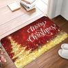 Christmas Entry Mat Burgundy Golden Light Snowflake Bokeh Print Durable Rug For Front Door Hallway Bedroom Home Decor